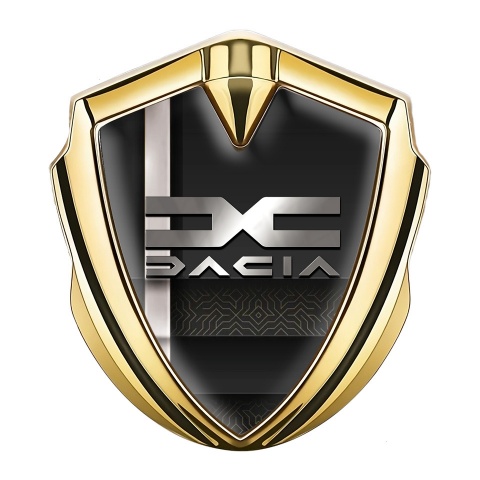 Dacia Emblem Ornament Badge Gold White Stripe Metallic Color Logo