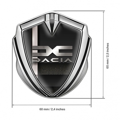 Dacia Emblem Ornament Badge Silver White Stripe Metallic Color Logo