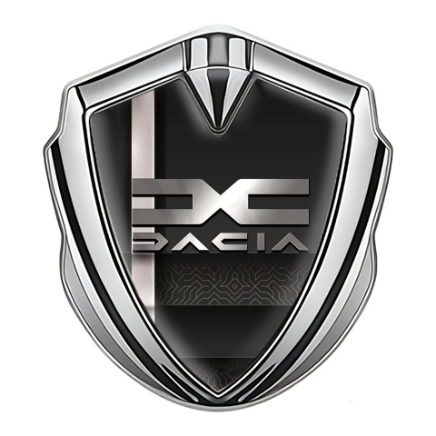 Dacia Emblem Ornament Badge Silver White Stripe Metallic Color Logo