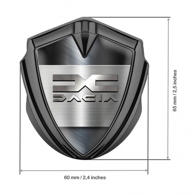 Dacia Bodyside Domed Emblem Graphite Brushed Base Metallic Color Logo