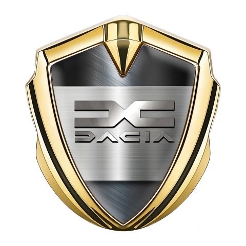 Dacia Bodyside Domed Emblem Gold Brushed Base Metallic Color Logo