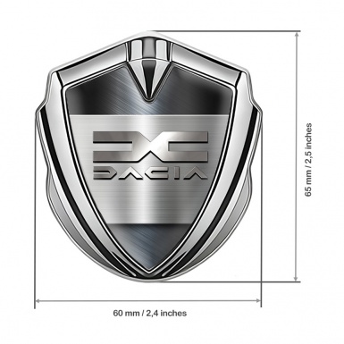 Dacia Bodyside Domed Emblem Silver Brushed Base Metallic Color Logo