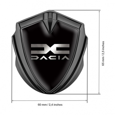 Dacia Emblem Metal Badge Graphite Black Print Metallic Color Logo