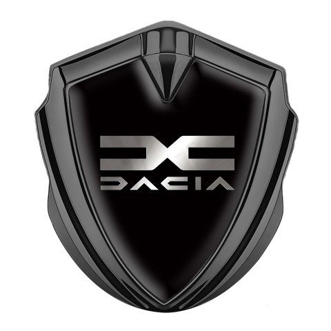 Dacia Emblem Metal Badge Graphite Black Print Metallic Color Logo