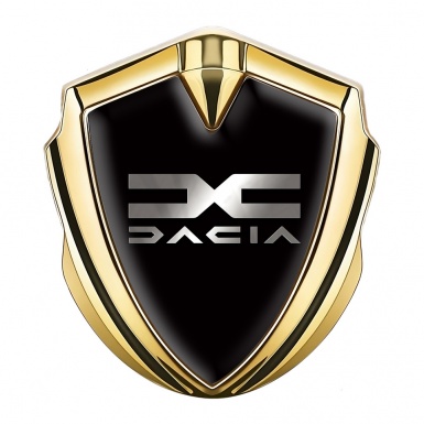 Dacia Emblem Metal Badge Gold Black Print Metallic Color Logo
