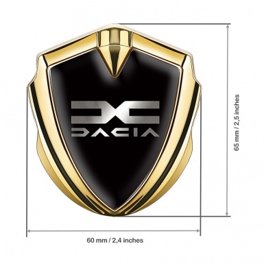 Dacia Emblem Metal Badge Gold Black Print Metallic Color Logo
