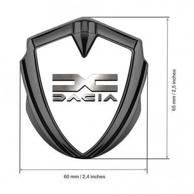 Dacia 3d Emblem Badge Graphite White Print Metallic Color Logo