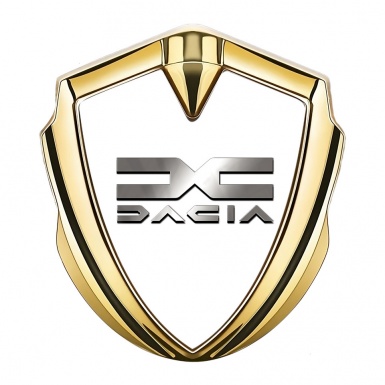 Dacia 3d Emblem Badge Gold White Print Metallic Color Logo