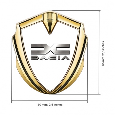 Dacia 3d Emblem Badge Gold White Print Metallic Color Logo