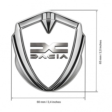 Dacia 3d Emblem Badge Silver White Print Metallic Color Logo