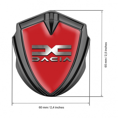 Dacia Emblem Badge Self Adhesive Graphite Red Print Metallic Color Logo