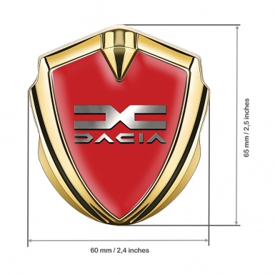 Dacia Emblem Badge Self Adhesive Gold Red Print Metallic Color Logo