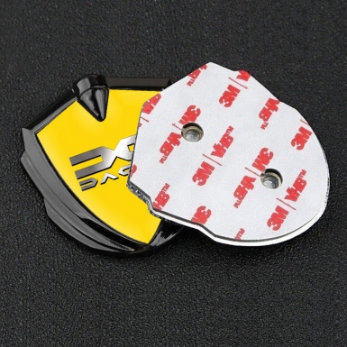 Dacia Silicon Emblem Badge Graphite Yellow Fill Metallic Color Logo