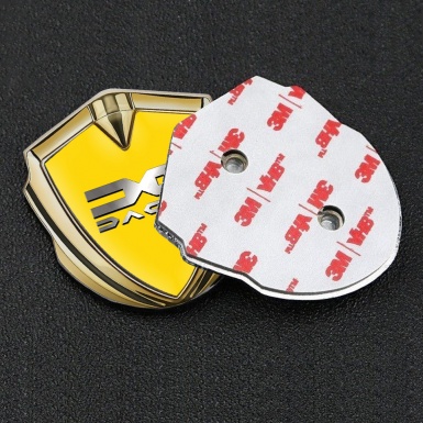 Dacia Silicon Emblem Badge Gold Yellow Fill Metallic Color Logo