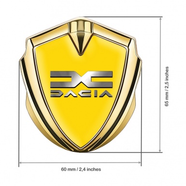 Dacia Silicon Emblem Badge Gold Yellow Fill Metallic Color Logo