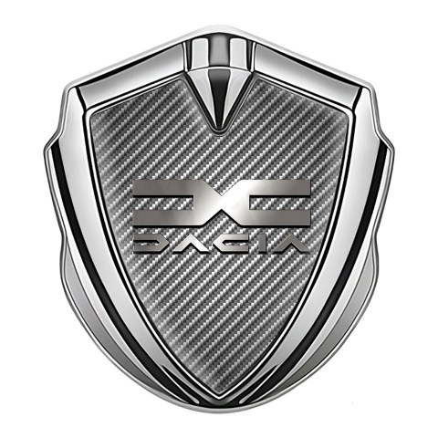 Dacia Emblem Car Badge Silver Light Carbon Metallic Logo Design