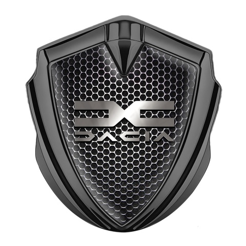 Dacia Badge Self Adhesive Graphite Dark Grate Metallic Logo Design