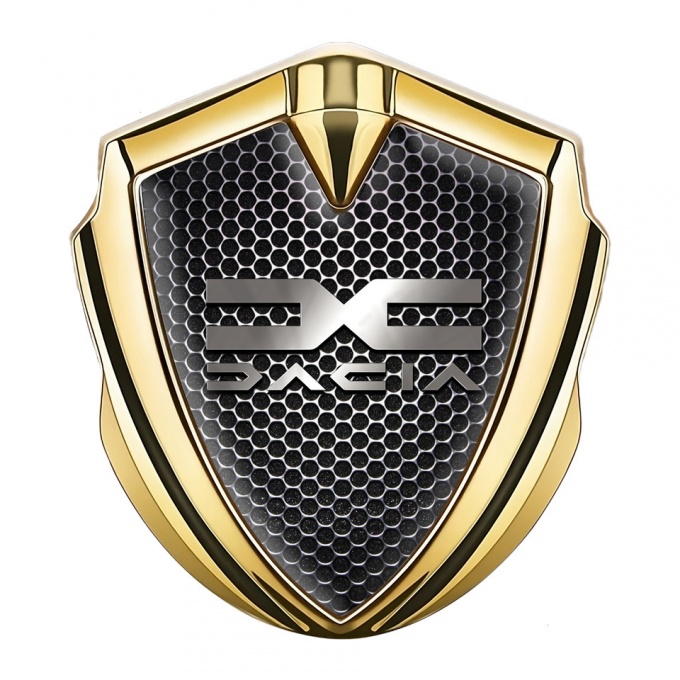 Dacia Badge Self Adhesive Gold Dark Grate Metallic Logo Design
