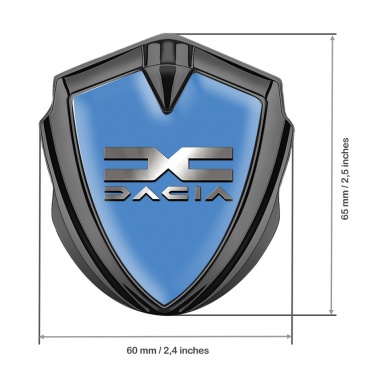 Dacia Emblem Fender Badge Graphite Glacial Blue Metallic Logo Design