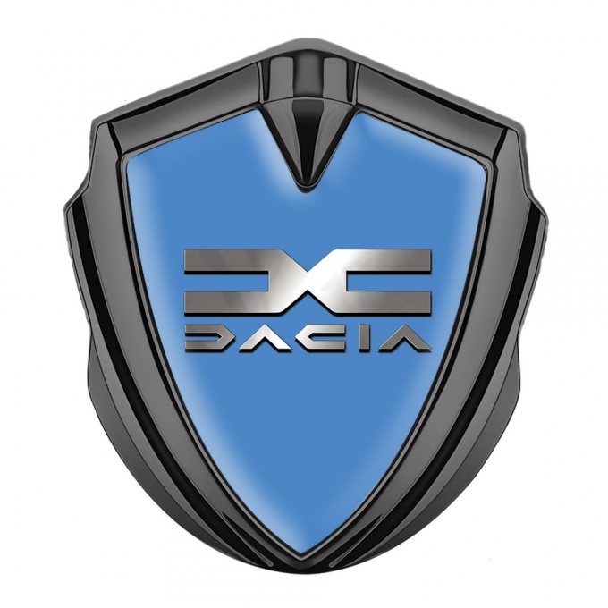 Dacia Emblem Fender Badge Graphite Glacial Blue Metallic Logo Design