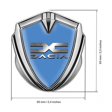 Dacia Emblem Fender Badge Silver Glacial Blue Metallic Logo Design