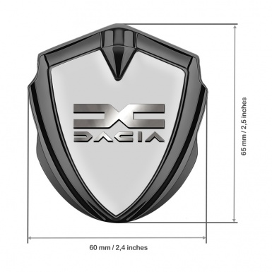 Dacia Metal Emblem Self Adhesive Graphite Moon Grey Polished Logo Design
