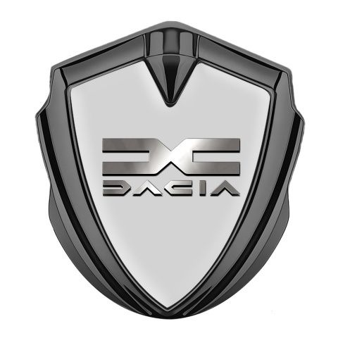 Dacia Metal Emblem Self Adhesive Graphite Moon Grey Polished Logo Design