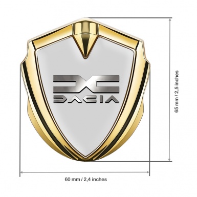 Dacia Metal Emblem Self Adhesive Gold Moon Grey Polished Logo Design