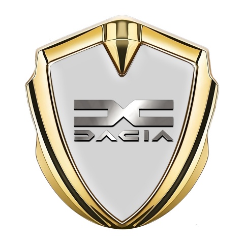 Dacia Metal Emblem Self Adhesive Gold Moon Grey Polished Logo Design