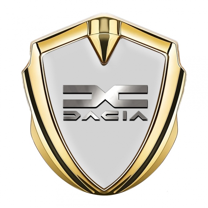 Dacia Metal Emblem Self Adhesive Gold Moon Grey Polished Logo Design