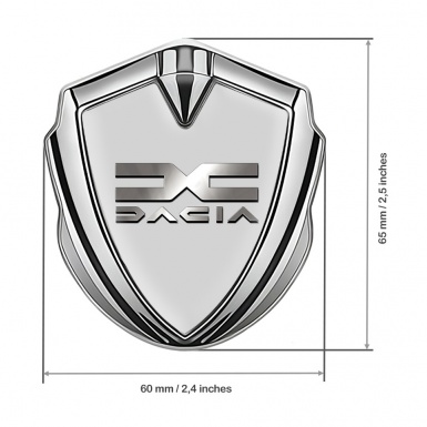 Dacia Metal Emblem Self Adhesive Silver Moon Grey Polished Logo Design