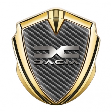 Dacia Fender Emblem Badge Gold Dark Carbon Polished Logo Design