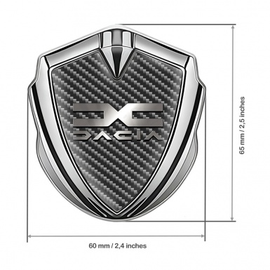Dacia Fender Emblem Badge Silver Dark Carbon Polished Logo Design