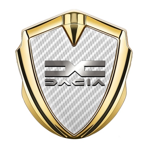 Dacia Emblem Trunk Badge Gold White Carbon Polished Logo Edition