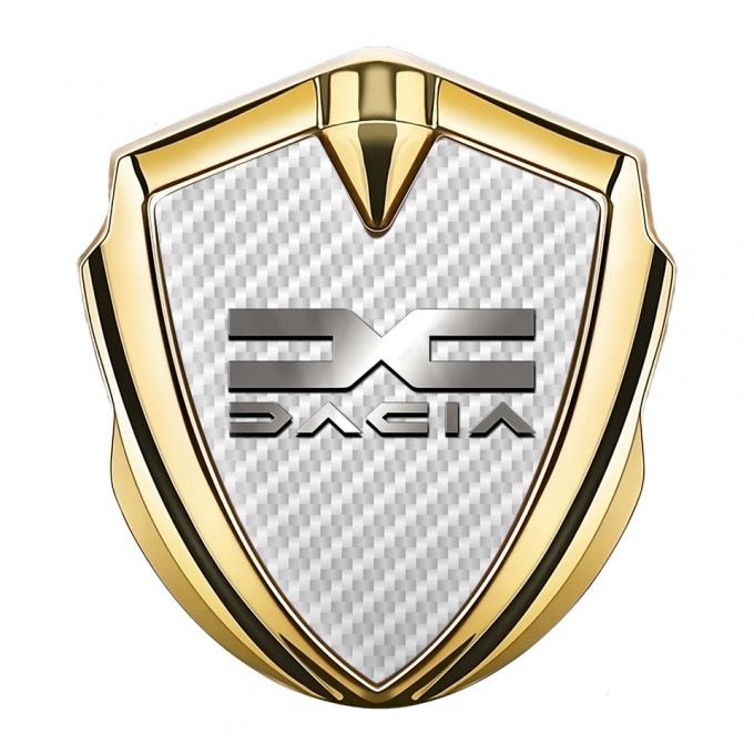 Dacia Emblem Trunk Badge Gold White Carbon Polished Logo Edition