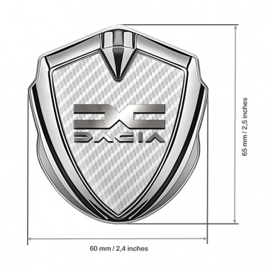 Dacia Emblem Trunk Badge Silver White Carbon Polished Logo Edition