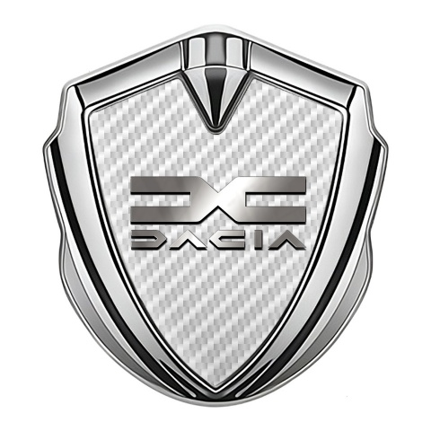 Dacia Emblem Trunk Badge Silver White Carbon Polished Logo Edition