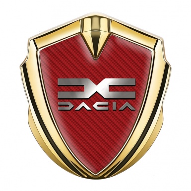Dacia Emblem Self Adhesive Gold Red Carbon Polished Logo Edition