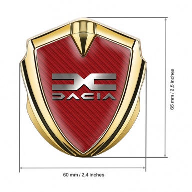 Dacia Emblem Self Adhesive Gold Red Carbon Polished Logo Edition