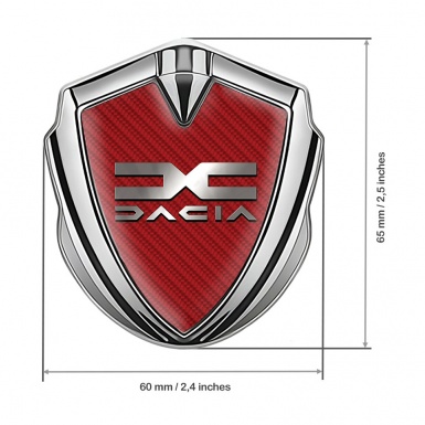 Dacia Emblem Self Adhesive Silver Red Carbon Polished Logo Edition