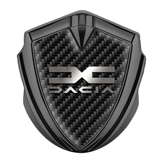 Dacia Metal Emblem Badge Graphite Black Carbon Polished Logo Edition