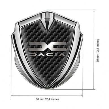 Dacia Metal Emblem Badge Silver Black Carbon Polished Logo Edition