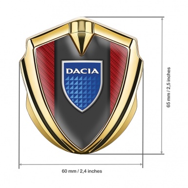 Dacia Emblem Metal Badge Gold Red Carbon Blue Shield Logo