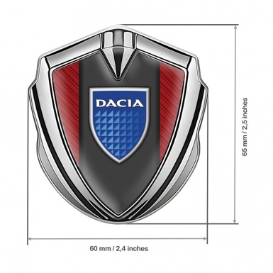 Dacia Emblem Metal Badge Silver Red Carbon Blue Shield Logo