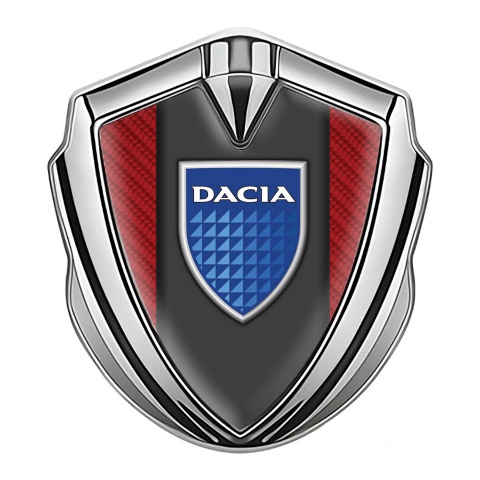 Dacia Emblem Metal Badge Silver Red Carbon Blue Shield Logo