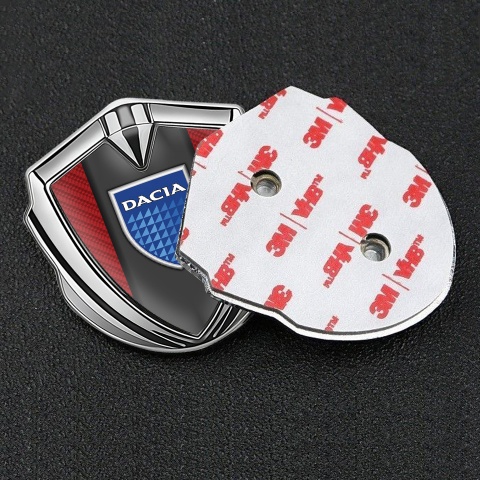 Dacia Emblem Metal Badge Silver Red Carbon Blue Shield Logo