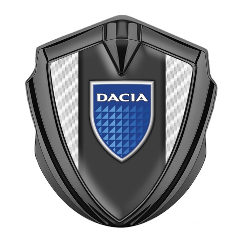 Dacia 3d Emblem Badge Graphite White Carbon Blue Shield Logo