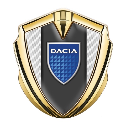 Dacia 3d Emblem Badge Gold White Carbon Blue Shield Logo