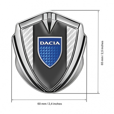 Dacia 3d Emblem Badge Silver White Carbon Blue Shield Logo