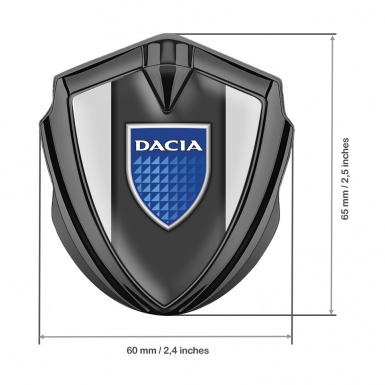 Dacia Silicon Emblem Badge Graphite Grey Base Blue Shield Logo